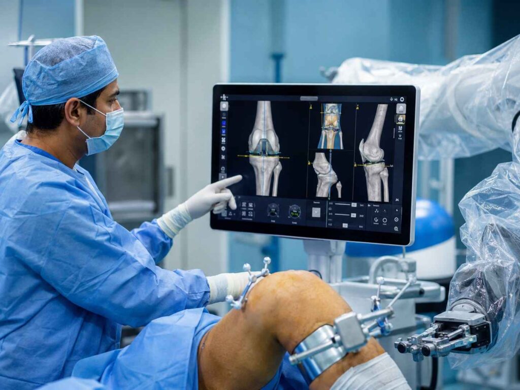 Robotic knee replacement surgeon in Delhi planning knee surgery
