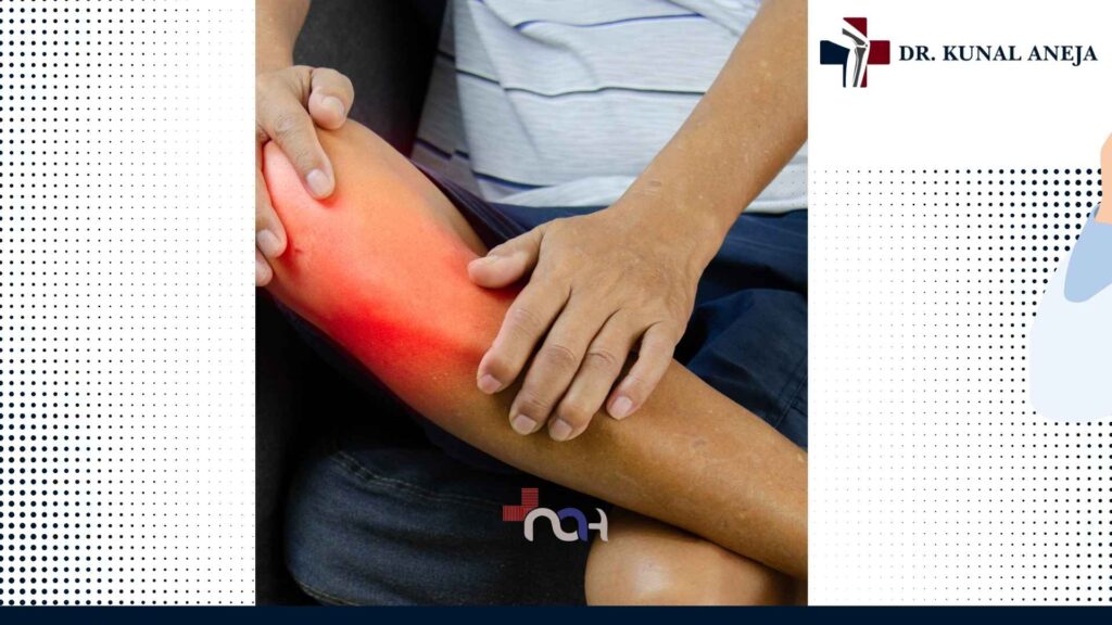 Senior patient consulting about total knee replacement
